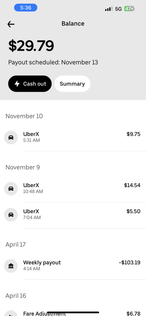 First 3 Uber trips since April 2023